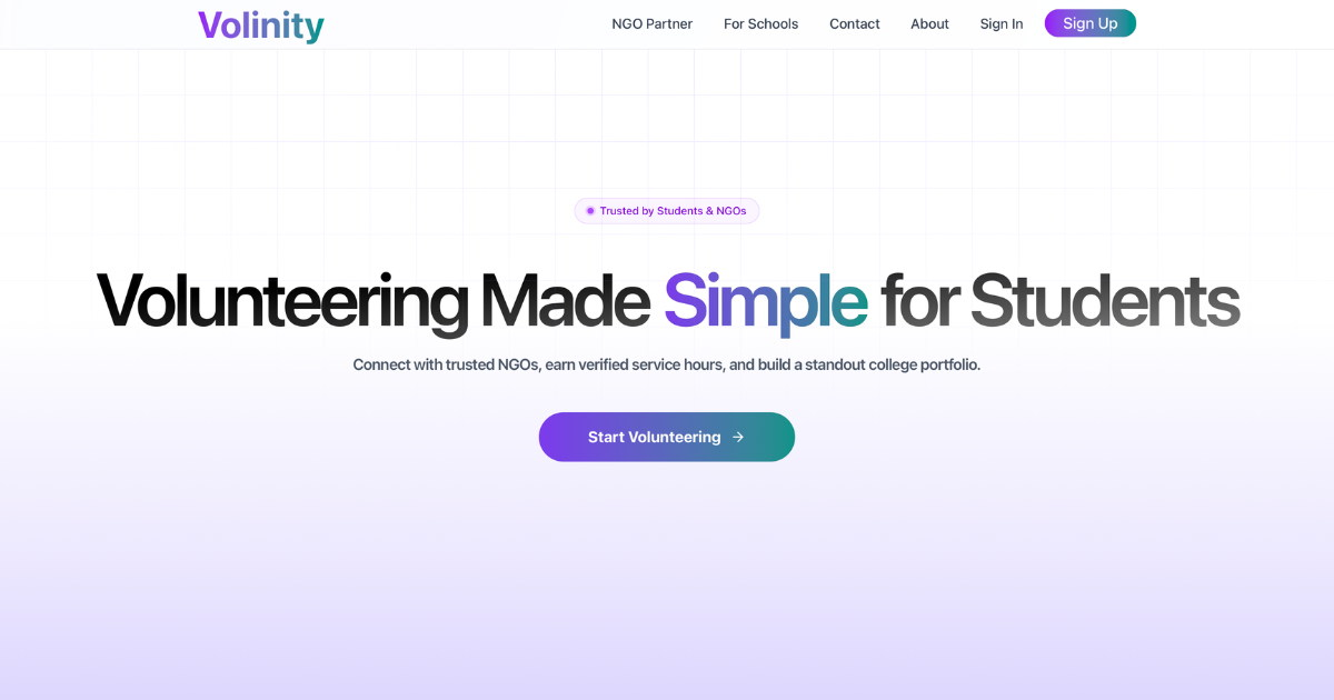 Volint Volinity - Volunteering Made Simple for Students